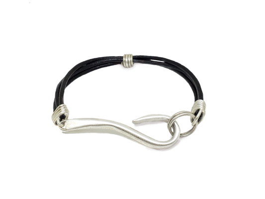 anchor bracelet | silver & leather