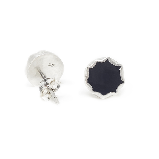 button earrings | silver and onyx