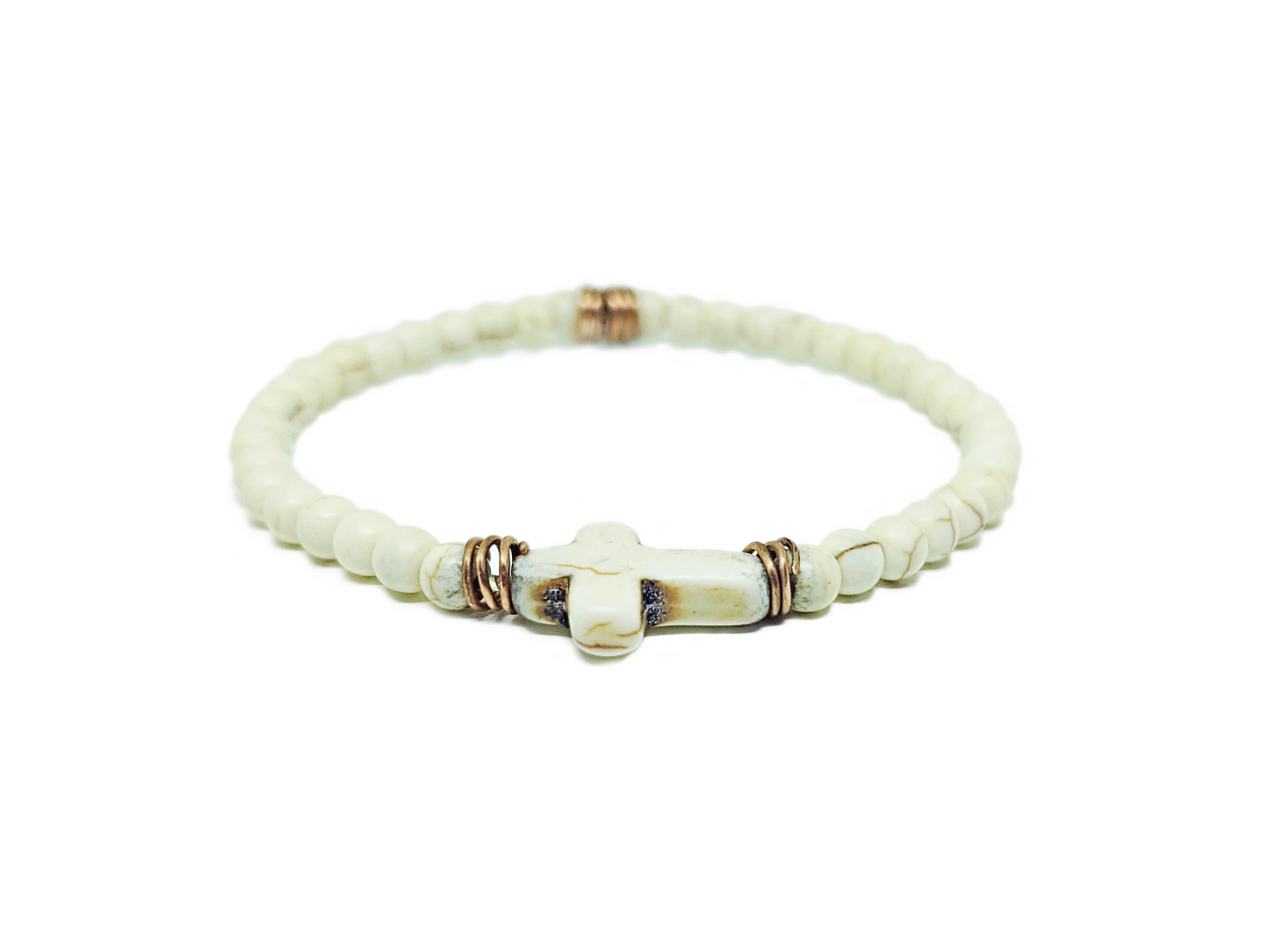 howlite bead bracelet | 14k rose gold & howlite