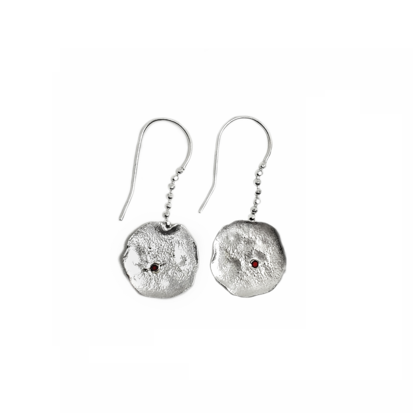 disc earrings | silver and rubi