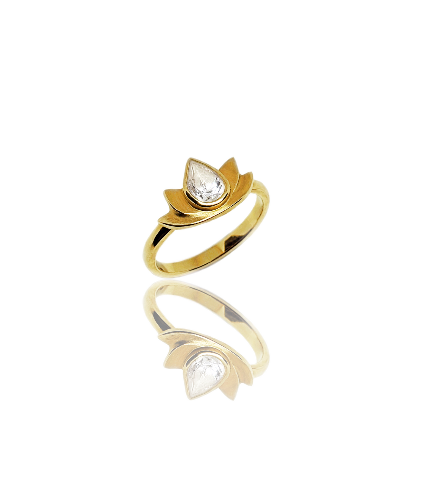 lotus ring | 18K gold & white sapphire