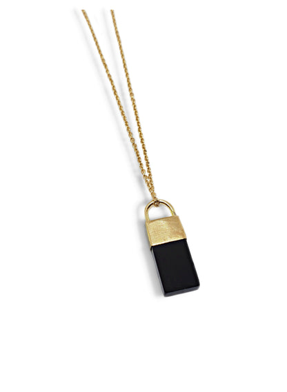 onyx capsule necklace | 18k gold